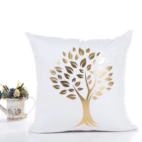 Throw Pillow Cover Golden Tree Hand-Gilt Printed - Picture 4 of 4